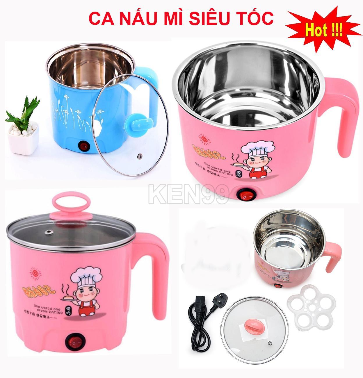 Ca nấu mì kiêm nồi lẩu mini 18cm loại to kèm khay luộc trứng, nồi lẩu mini 2 trong 1, bảo hành 1 đổi 1