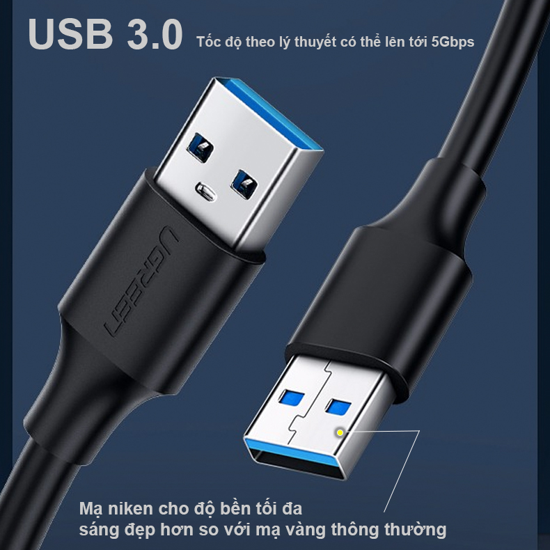 Cáp USB 3.0 đực Ugreen US128 0.5M đến 2M - Dây USB 3.0 AM-AM