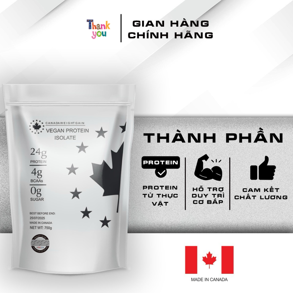 Sữa Tăng Cơ Protein Thực Vật Vegan Protein Isolate (túi 750g)