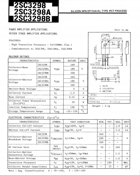 Transistor: A1306+C3298 Toshiba loại tốt [HÀNG THÁO MÁY]