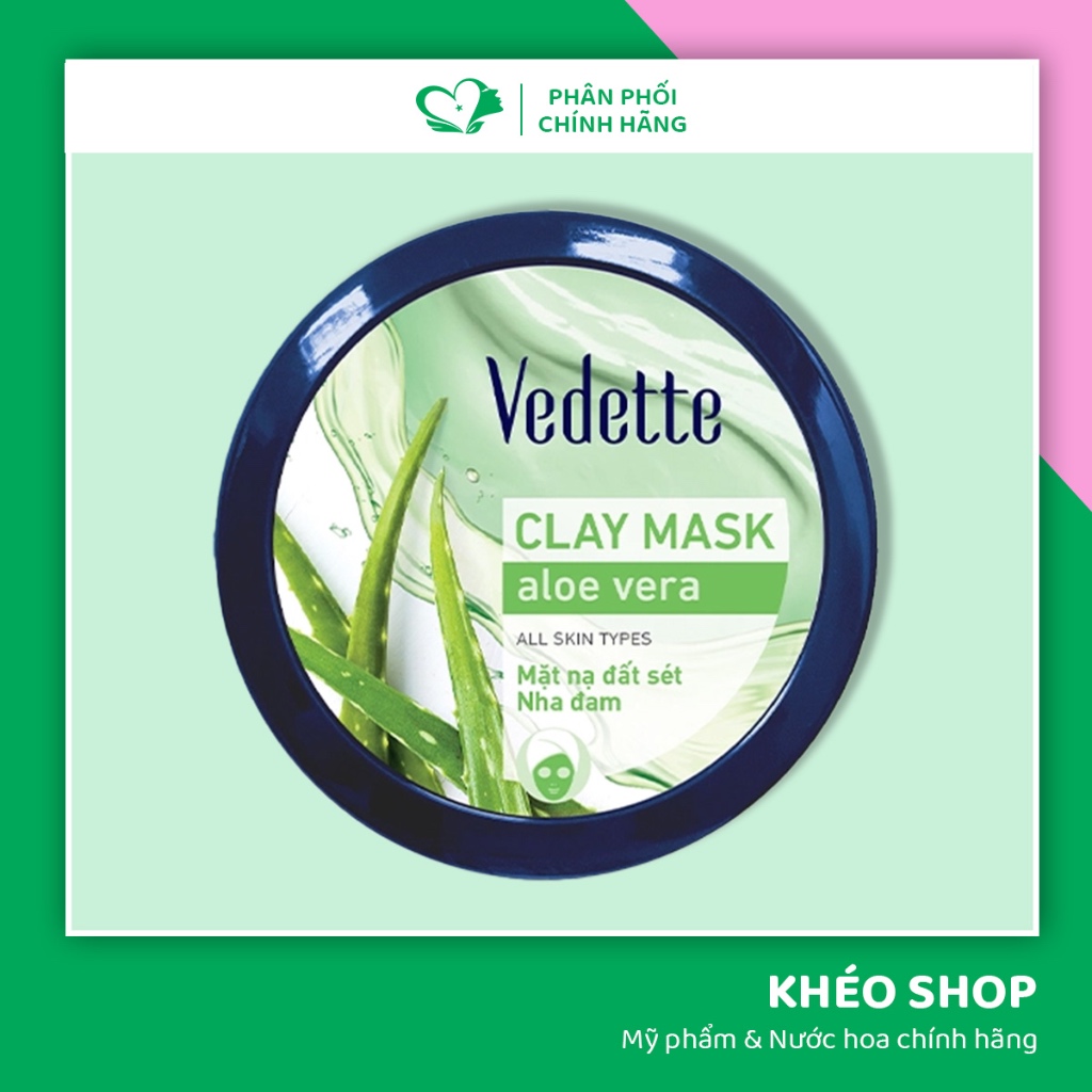 Mặt Nạ Đất Sét Nha Đam Vedette Clay Mask Aloe Vera Cho Mọi Loại Da - 145g