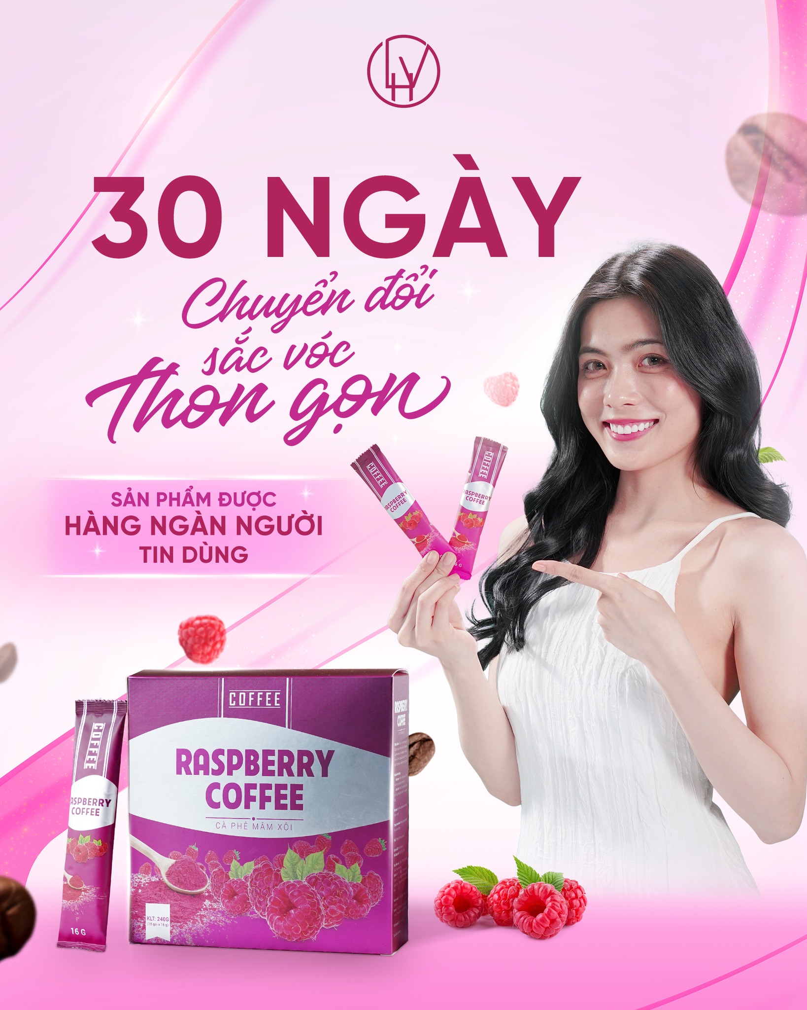 [Chính Hãng - Hoàn Tiền 10%] Cà phê giảm cân Mâm Xôi Raspberry Coffee - Hộp 15 gói
