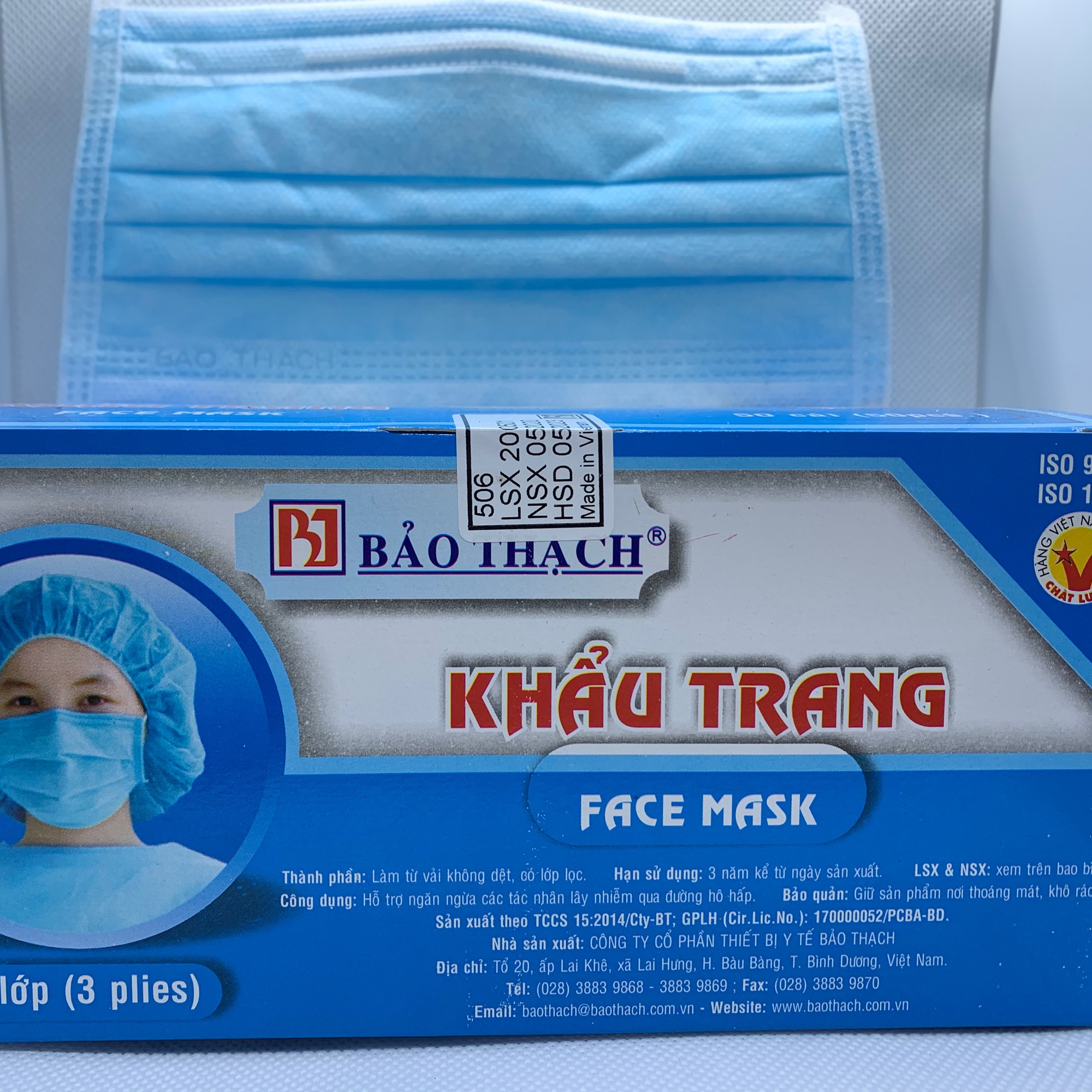 [HCM]KHẨU TRANG Y TẾ BẢO THẠCH 3 LỚP - KHÁNG TIA UV - KHÁNG TIA GIỌT BẮN NƯỚC (HỘP 50 CÁI - CÓ TEM)