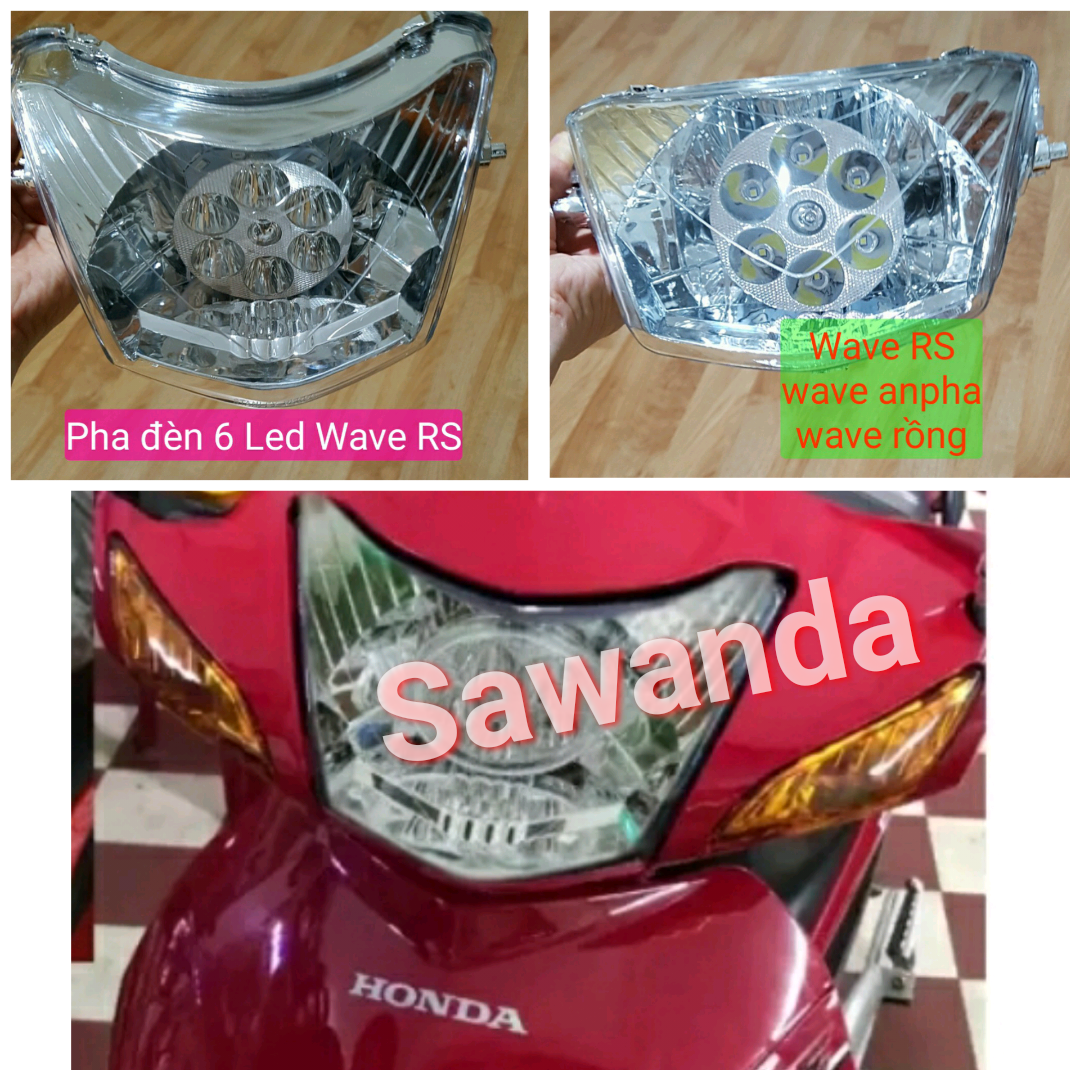đèn pha 6 led xe Wave RS