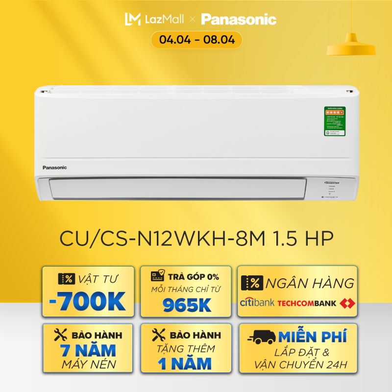 [Trả góp 0%][Giảm 500k phí vật tư] Máy lạnh Panasonic CU/CS-N12WKH-8M - Một chiều - Tiêu chuẩn