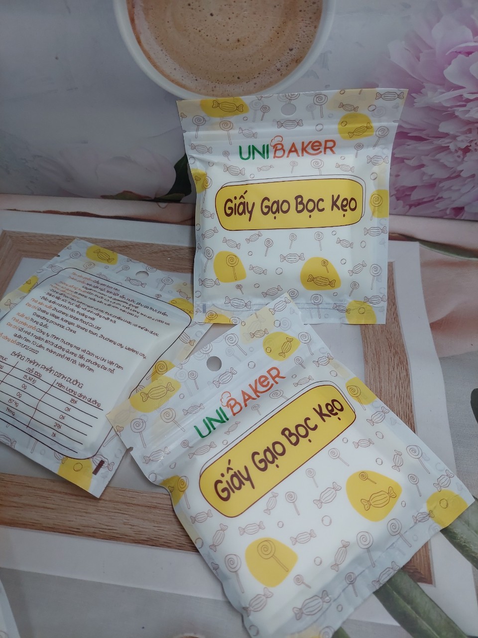 500 Giấy Gạo Bọc Kẹo Nougat ....8 x 6,5 cm Unibaker
