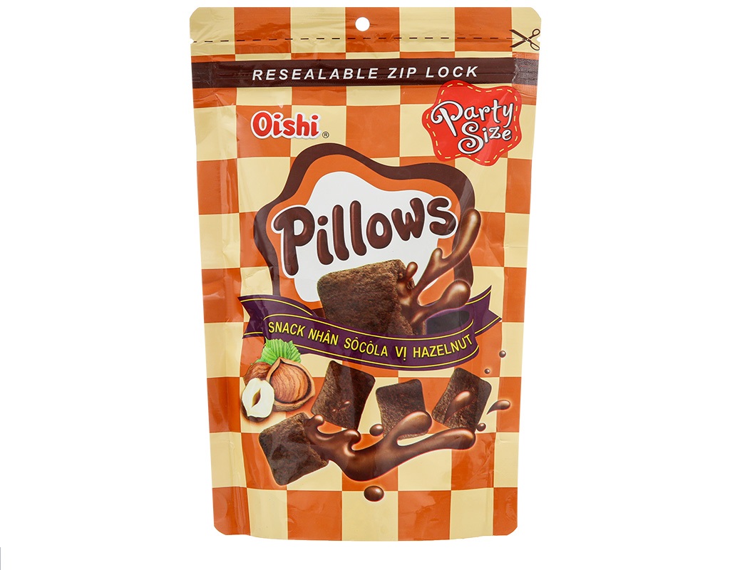 Snack  Oishi Pillows nhân socola  hazelnut 85g