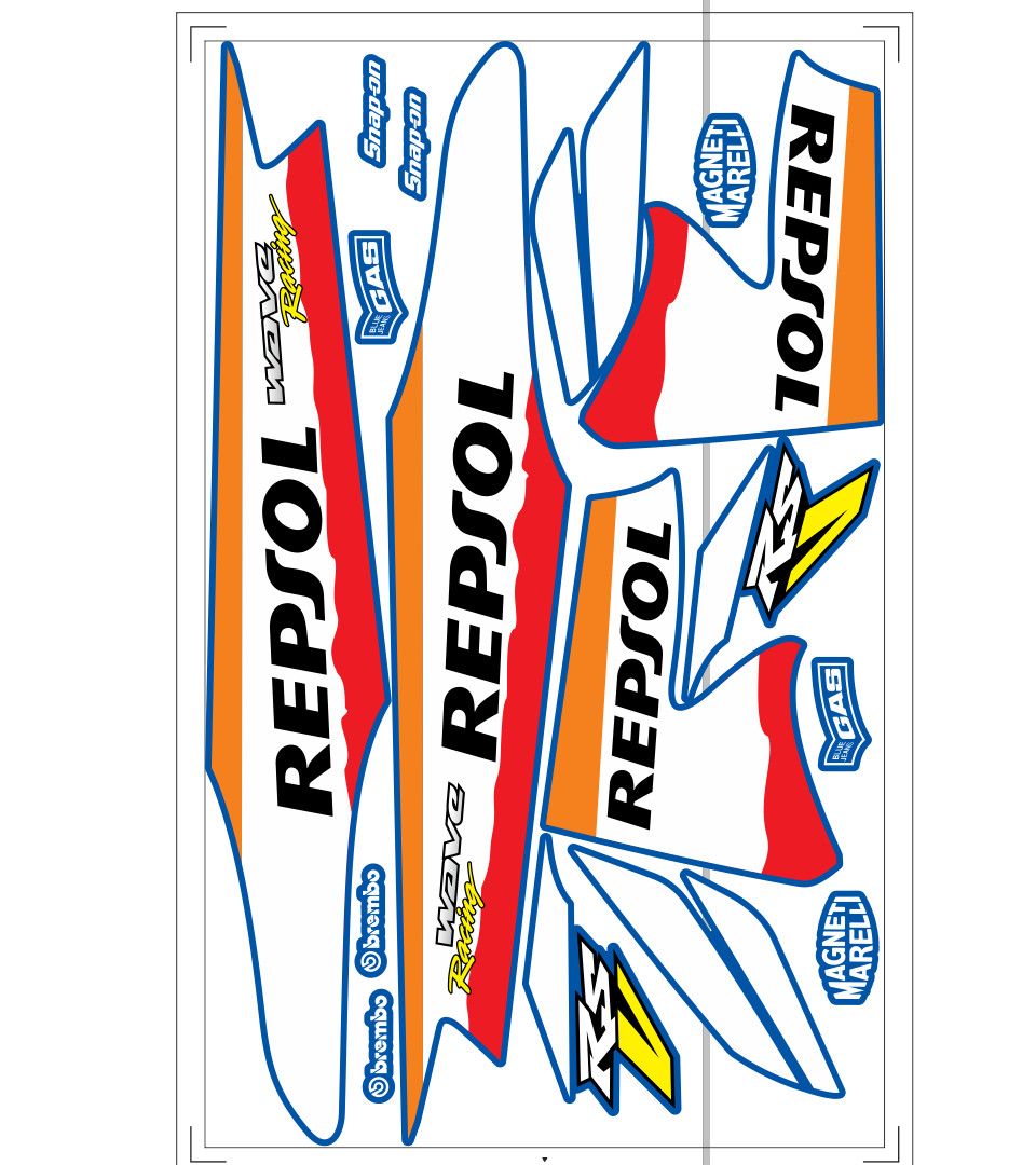 Tem rời wave repsol, decal 3 lớp ko bay màu