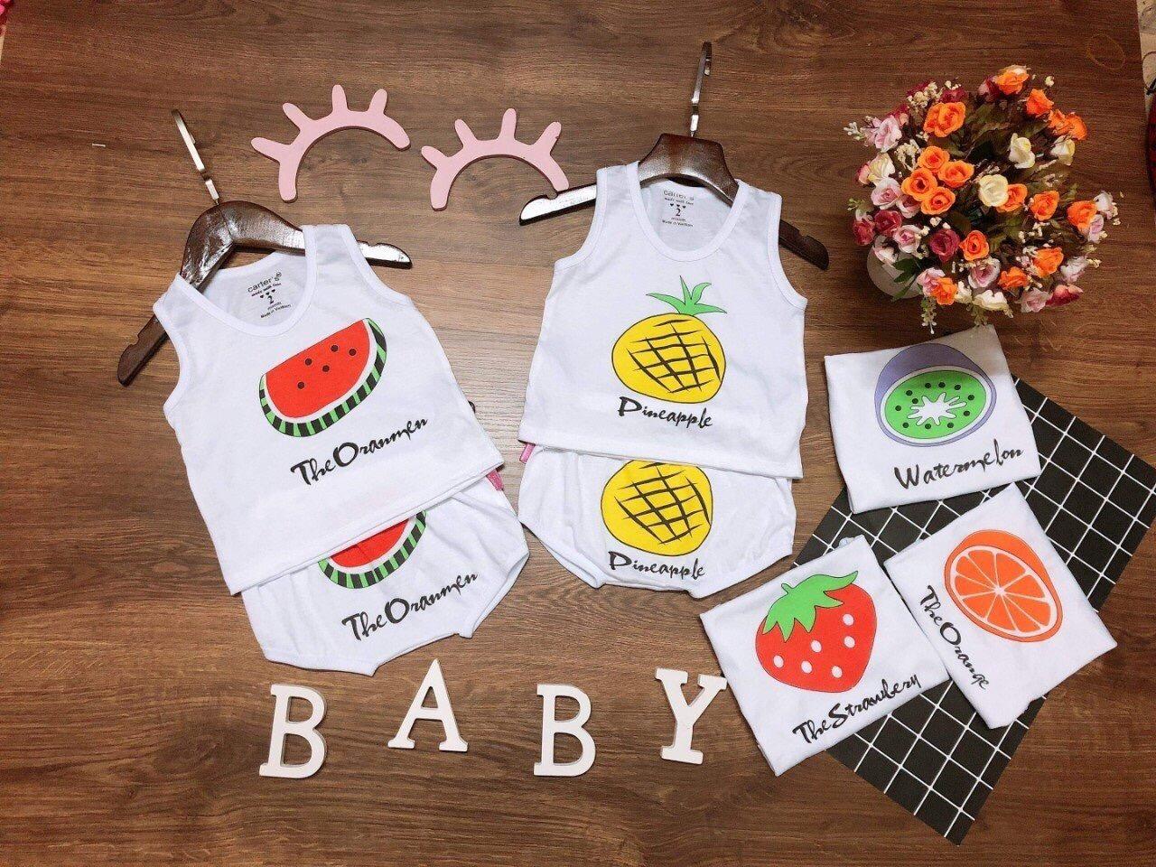 Sét 5 bộ cotton hình hoa quả( KÈM QUÀ TẶNG )