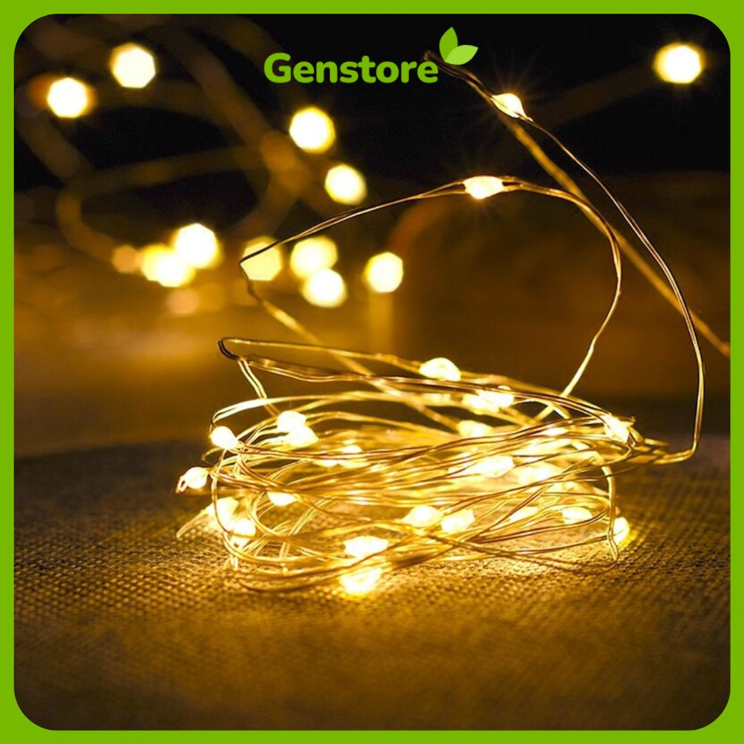 Đèn đom đóm fairylight dây led nháy đủ màu dùng pin 1m 2m 3m