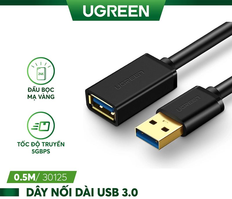 Cáp usb nối dài 3.0 dài 0,5m ugreen 30125 cao cấp