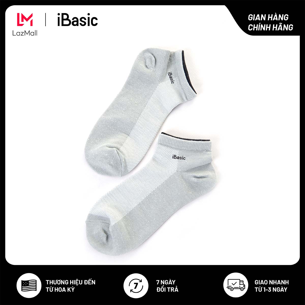 Combo 2 đôi vớ nam cổ ngắn logo iBasic iBasic SOM001