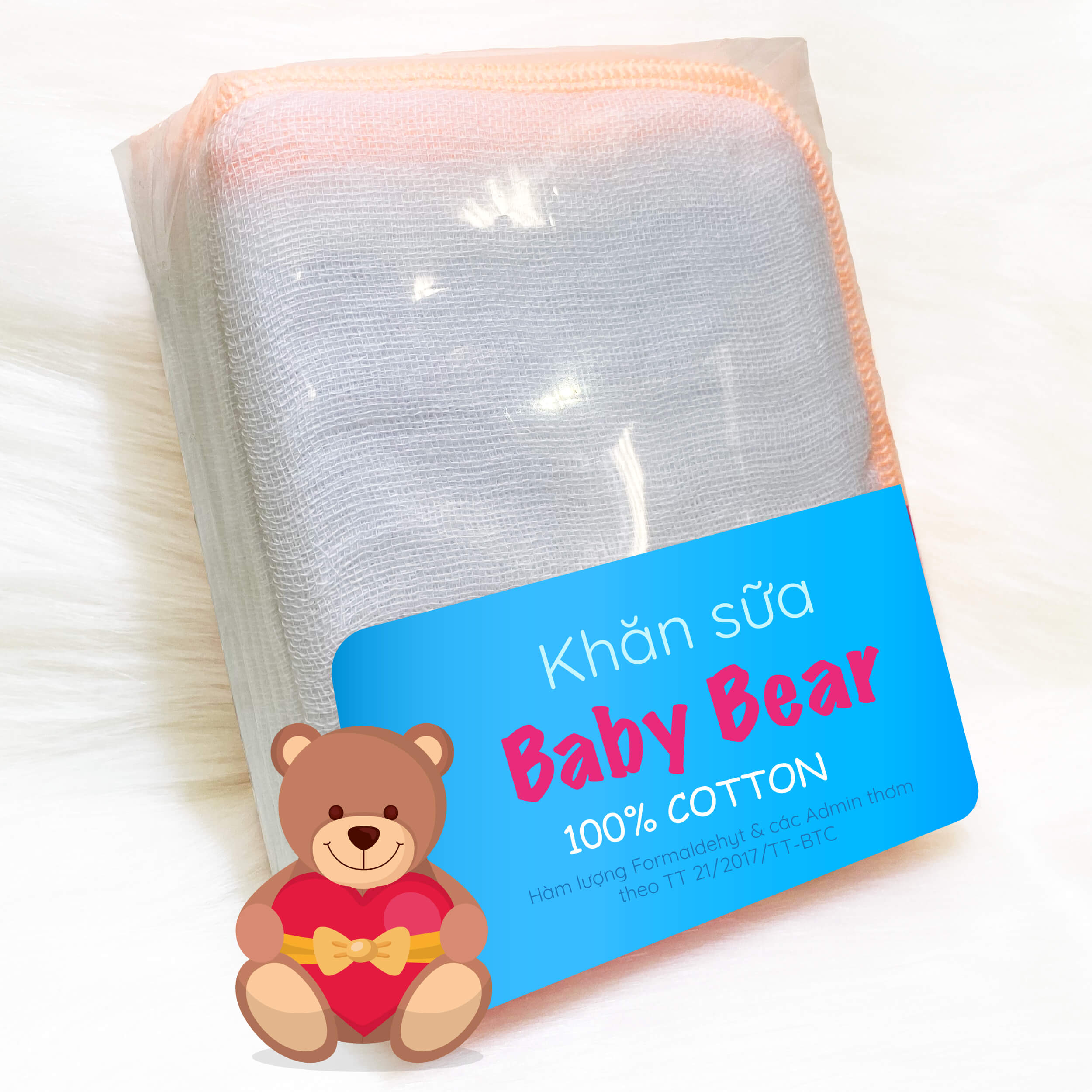[Siêu rẻ] Khăn sữa Baby Bear 4 Lớp 25x27