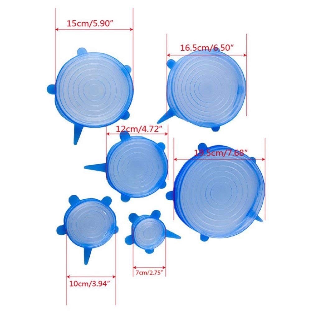 Bộ 6 nắp đậy silicon thay thế màng bọc thực phẩm
