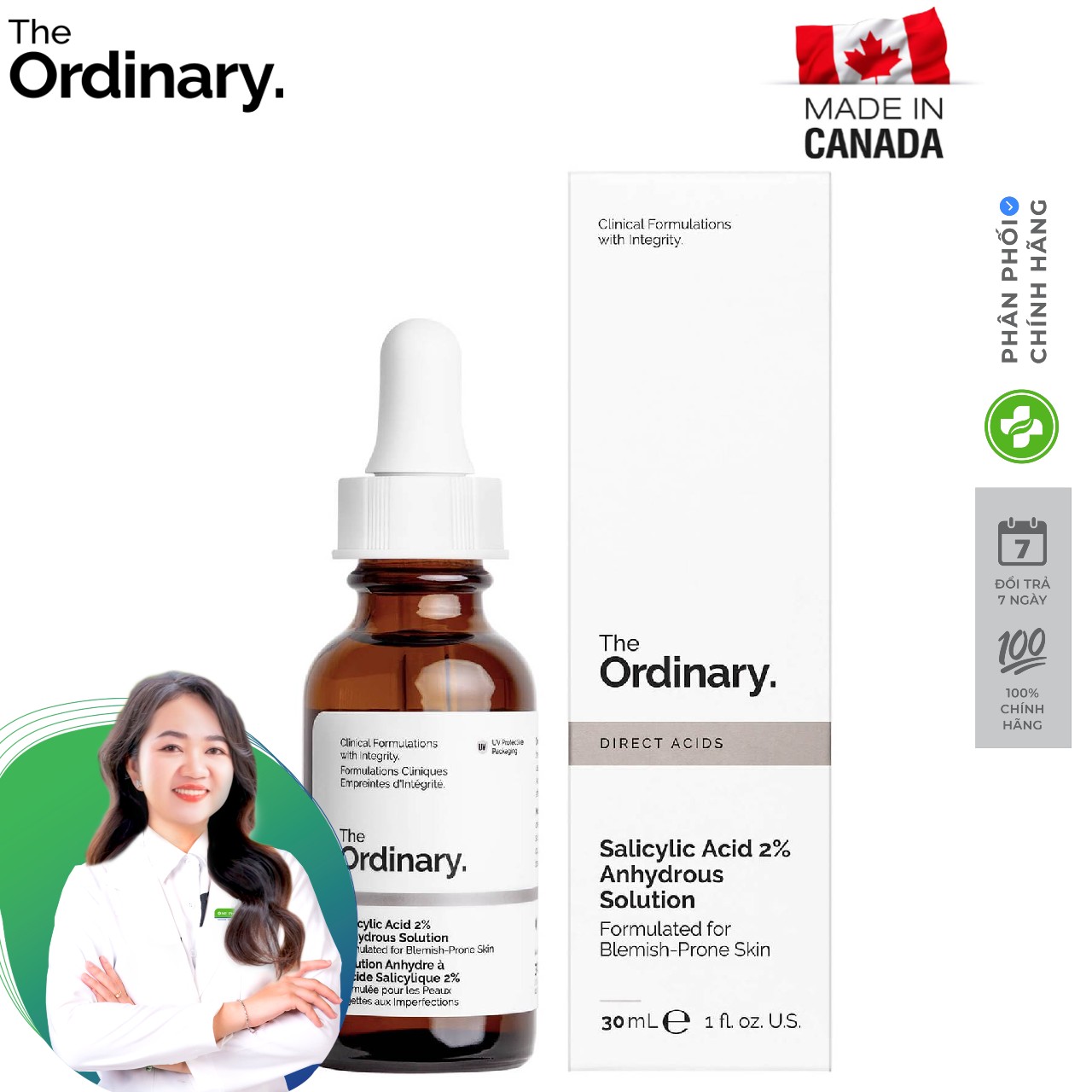 The Ordinary Chính Hãng - Serum The Ordinary giảm thâm sâu Salicylic Acid 2% Anhydrous Solution 30ml