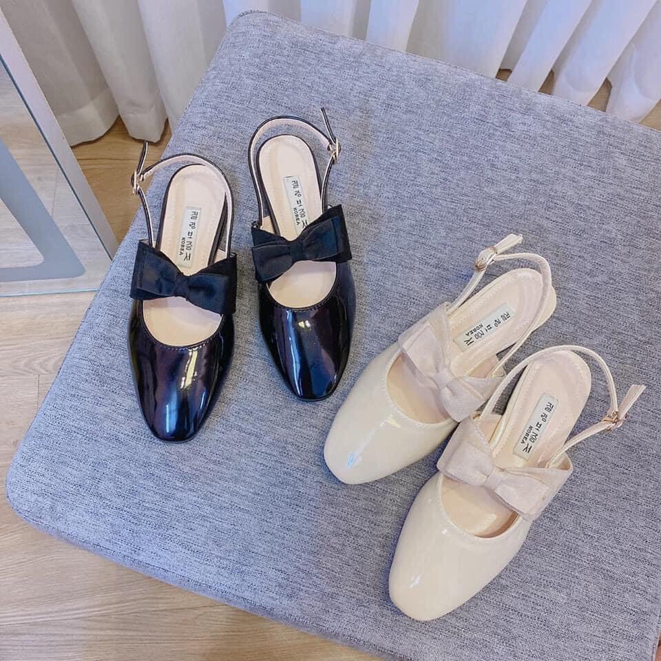 Sandal nữ , giày nữ 3p thắt nơ tiểu thư cực xinh