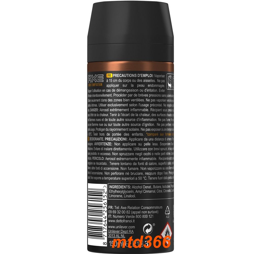 Xịt Khử Mùi Axe 150ml Dark Temptation Longer