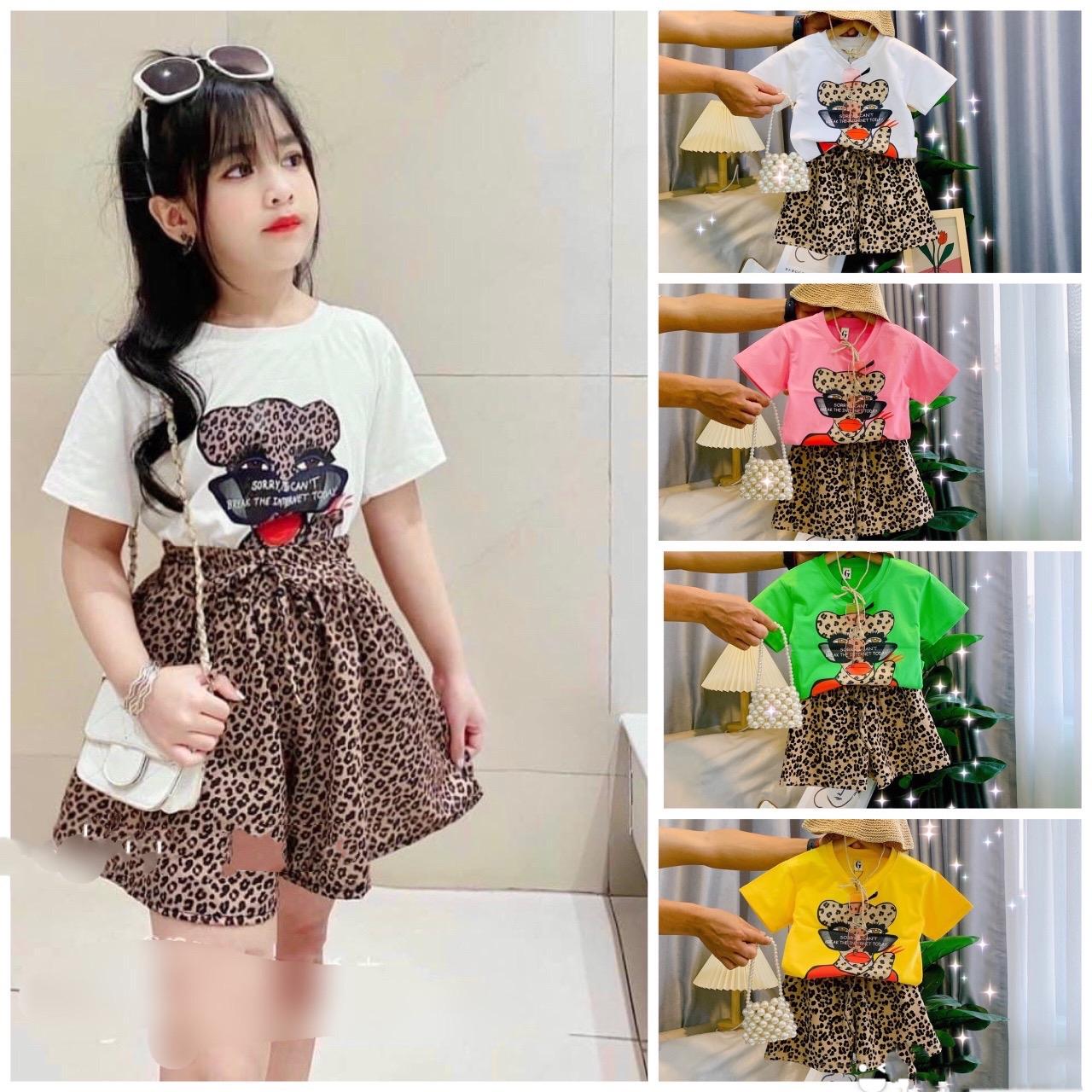 Set áo thun hình cún yêu phối quần đùi ngắn