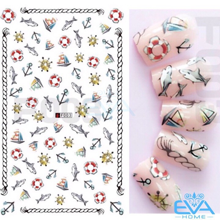 [HCM]Miếng Dán Móng Tay 3D Nail Sticker Tráng Trí Hoạ Tiết Chủ Đề Biển Mỏ Neo Và Thuyền WG055