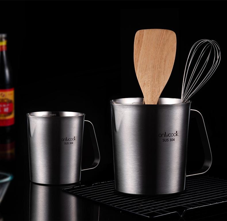 Ly inox mờ 304 có tay cầm - Onlycook