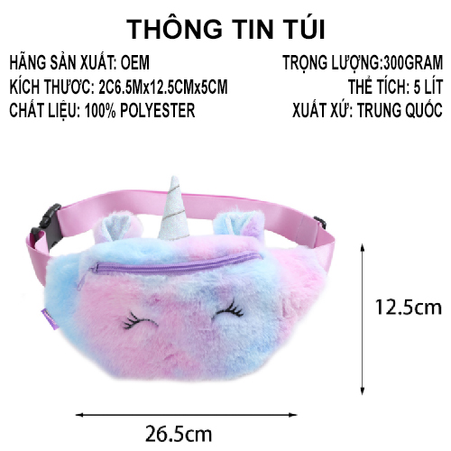 [HCM]Túi bao tử - đeo chéo hình kỳ lân cho bé