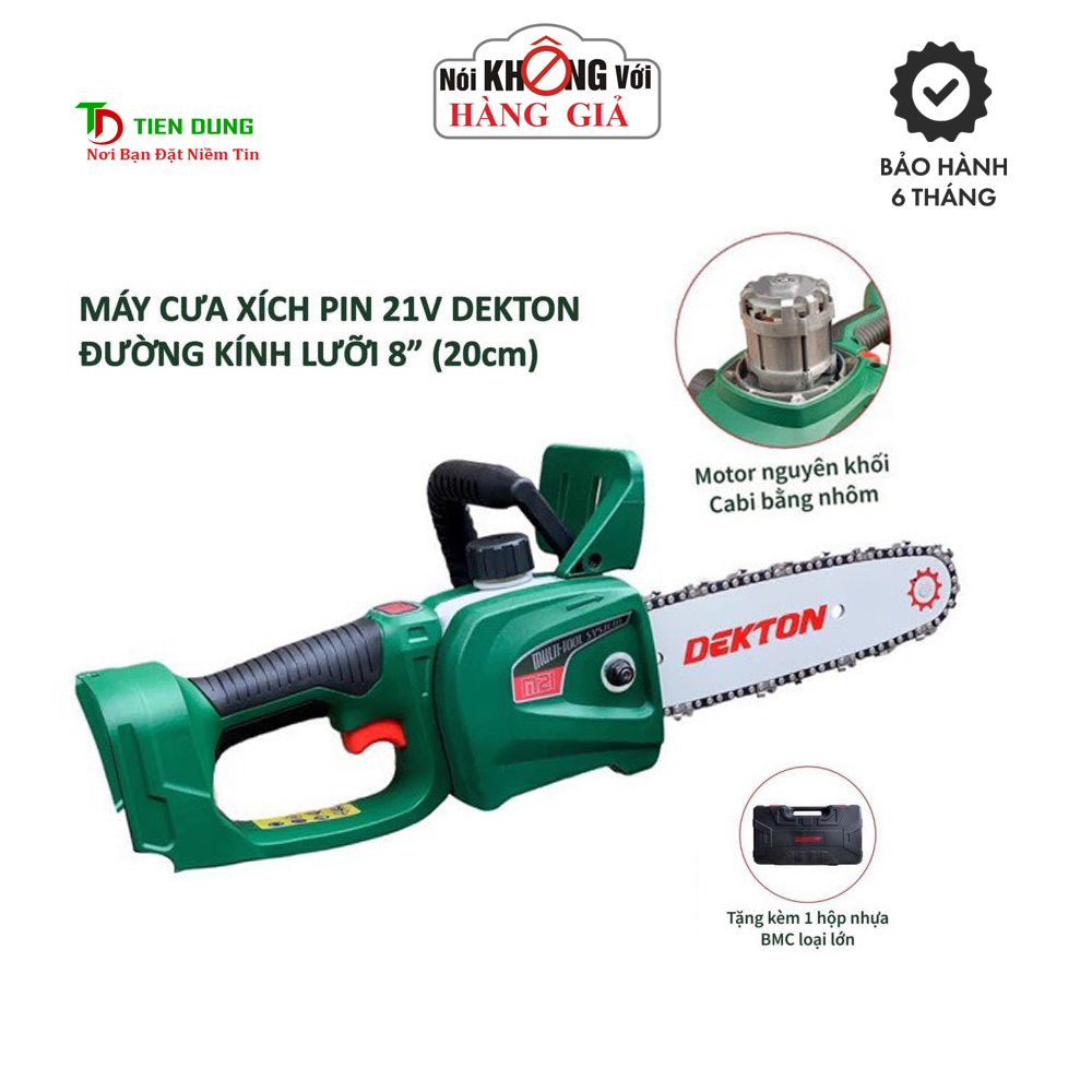 Thân máy cưa xích dùng pin dekton m21-cs08bl, công nghệ brushless dùng chung pin makita