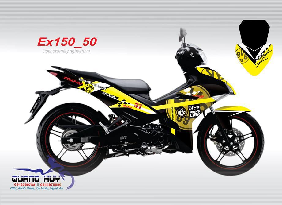Tem trùm Exciter 150 đen sọc vàng,tem exciter 150, team trùm exciter 150, tem xe exciter 150, team trùm ex 150, team xe exciter 150 đen sọc vàng