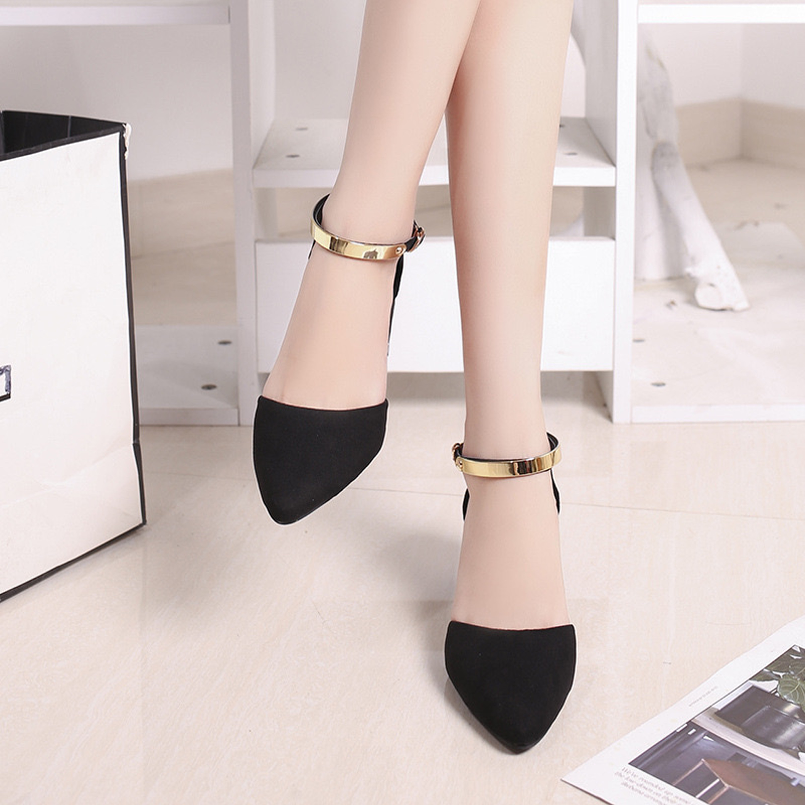 Giày cao gót 7p bít mũi cổ đồng