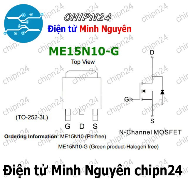 [2 con] (SOP) Mosfet Dán 15N10 TO-252 15A 100V Kênh N (SMD) (ME15N10 ME15N10-G) - HH004210