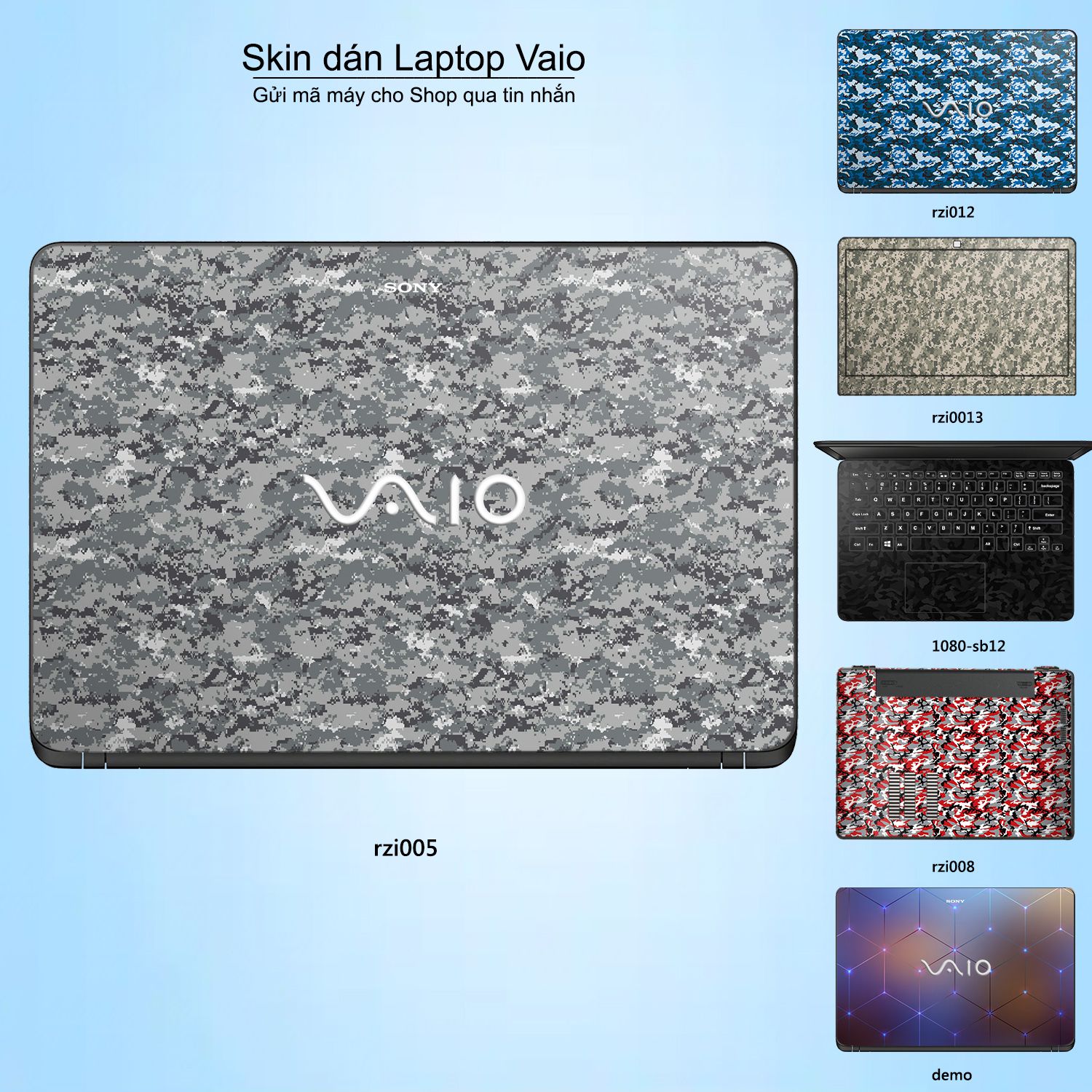 Decal Skin dán Laptop VAIO mẫu rằn ri (inbox mã máy cho shop)