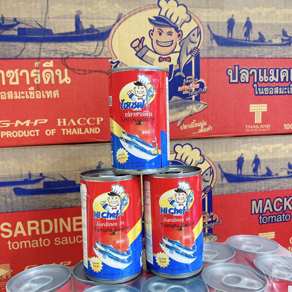 10 lon Cá mòi cá hộp sốt cà Hi Chef 155g/lon