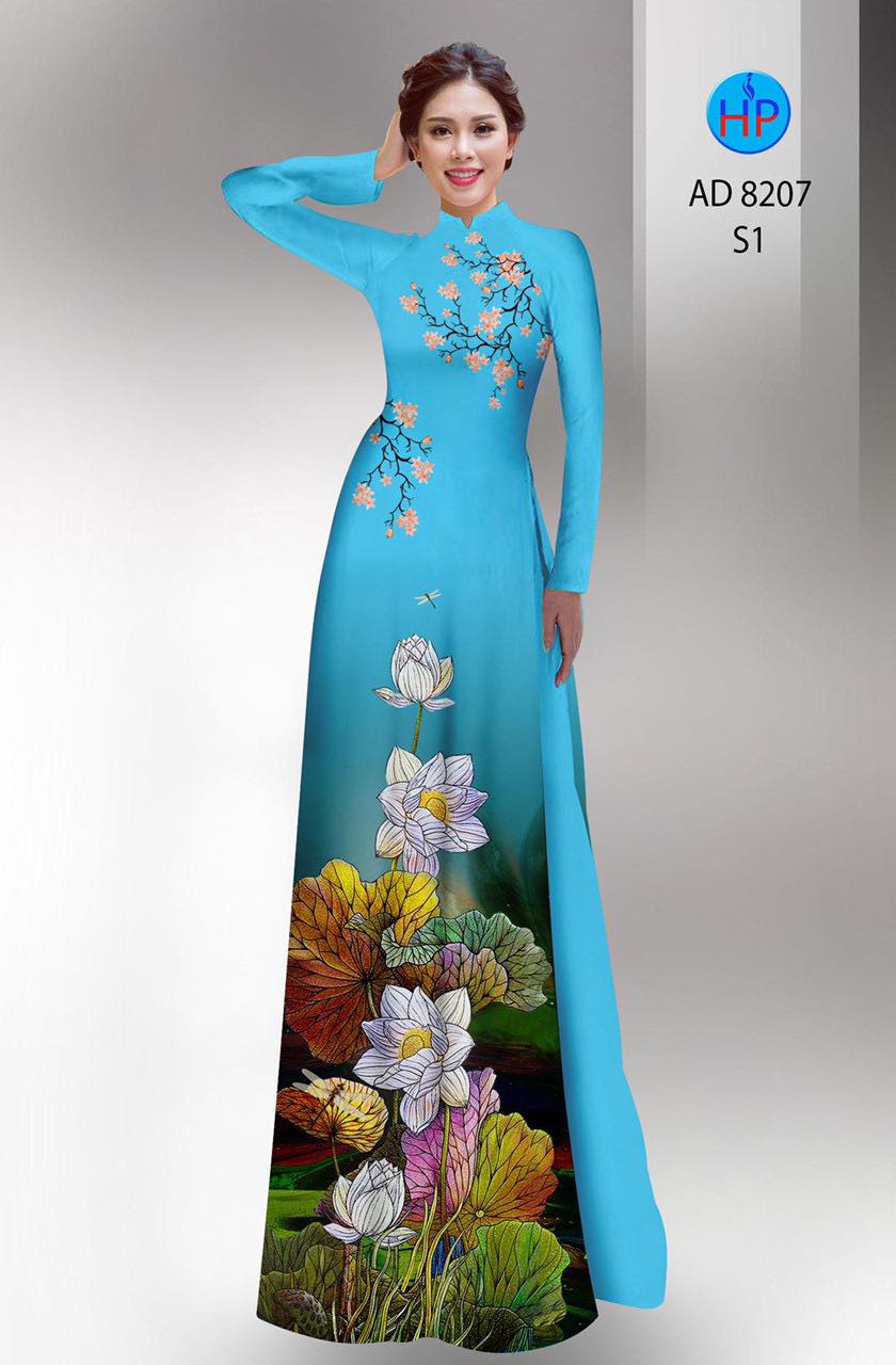 Vải áo dài in 3d hoa sen