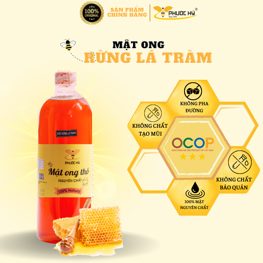 Mật ong nguyên chất phước hỷ 1000ml- rừng lá tràm đặc sản tây nguyên
