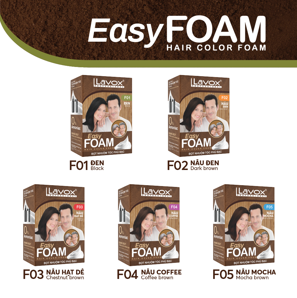 Bọt Nhuộm Tóc Phủ Bạc Easy Foam Lavox