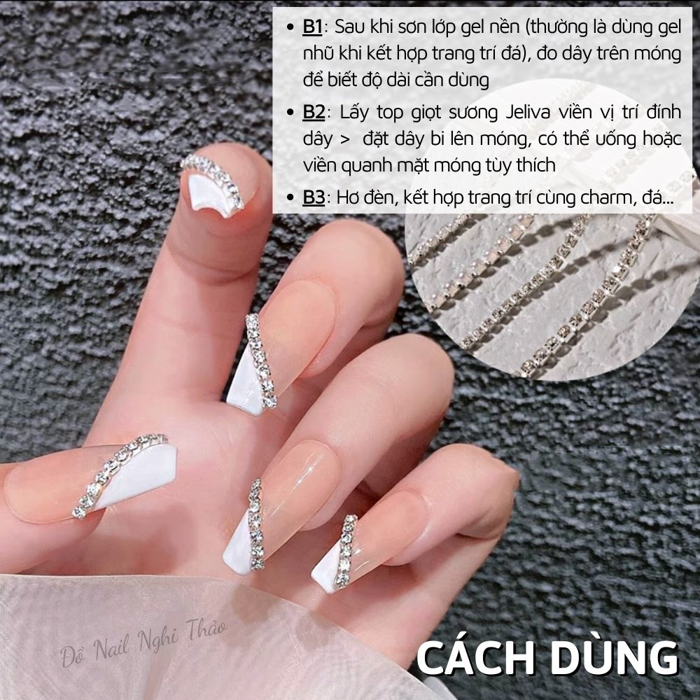 Dây bi nail tròn đính móng