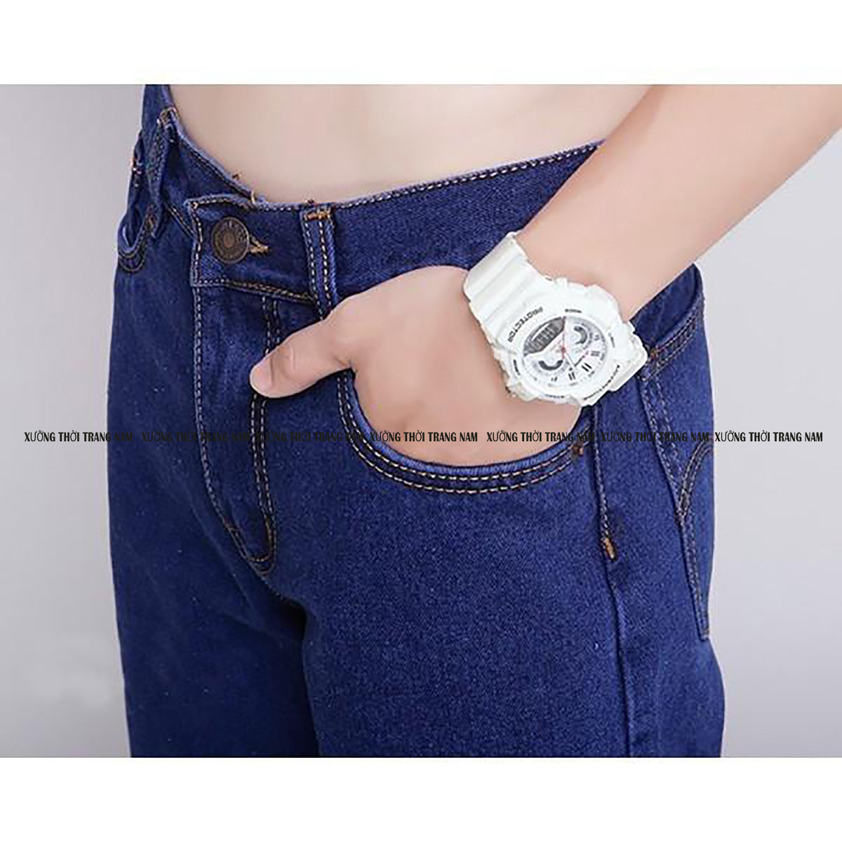 quần short jean nam ống suôn  TMS02
