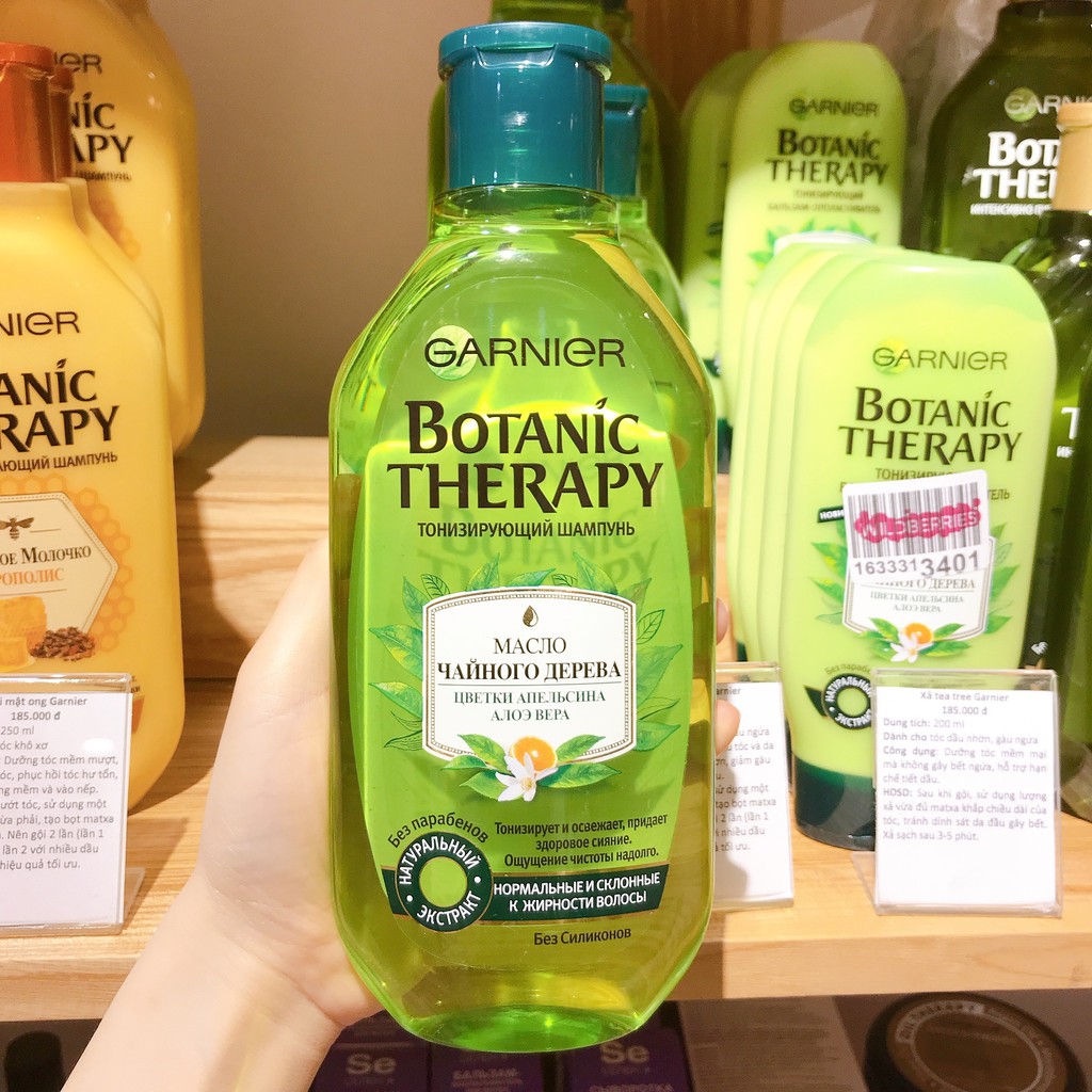Gội xả Garnier Botanic Therapy Tea Tree làm sạch sâu, kiềm dầu