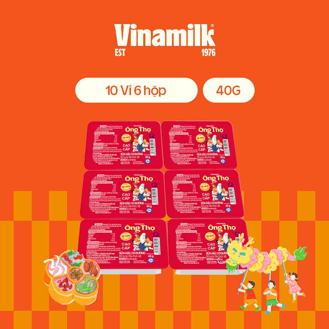 Bộ 10 vỉ sữa đặc có đường ông thọ đỏ vinamilk 6 hộp x 40g