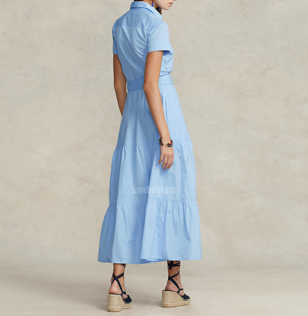 ĐẦM SƠ MI R4LPH L4UR3N BELTED TIERED