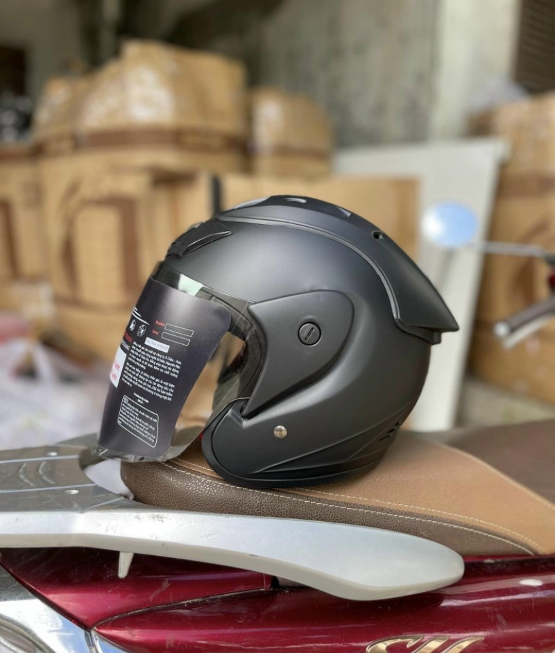 Mũ Bảo Hiểm 115 ASIA/Bảo Hành 12 Tháng  (MÀU ĐEN-KÍNH KHÓI)