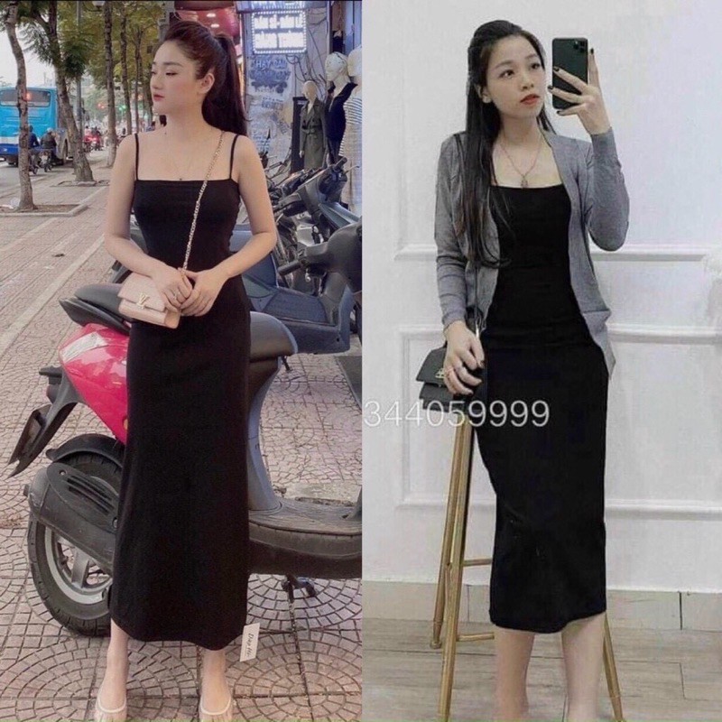 Váy body 2 dây bản to dáng dài | Shopee Việt Nam
