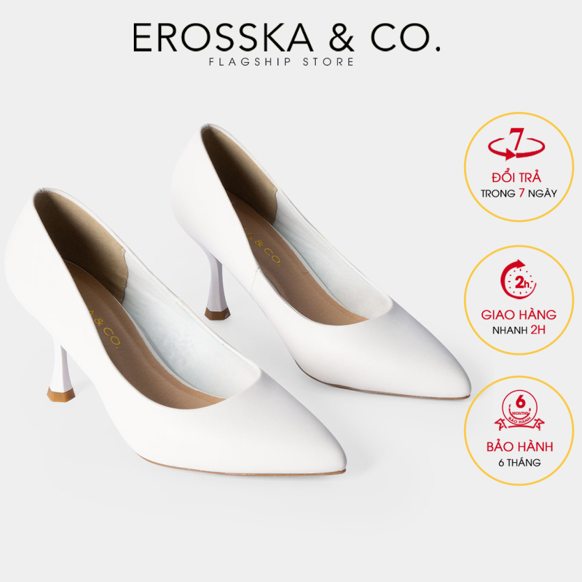 Giày cao gót Erosska thời trang mũi nhọn kiểu dáng cơ bản cao 8cm EP010 (WH) giá rẻ