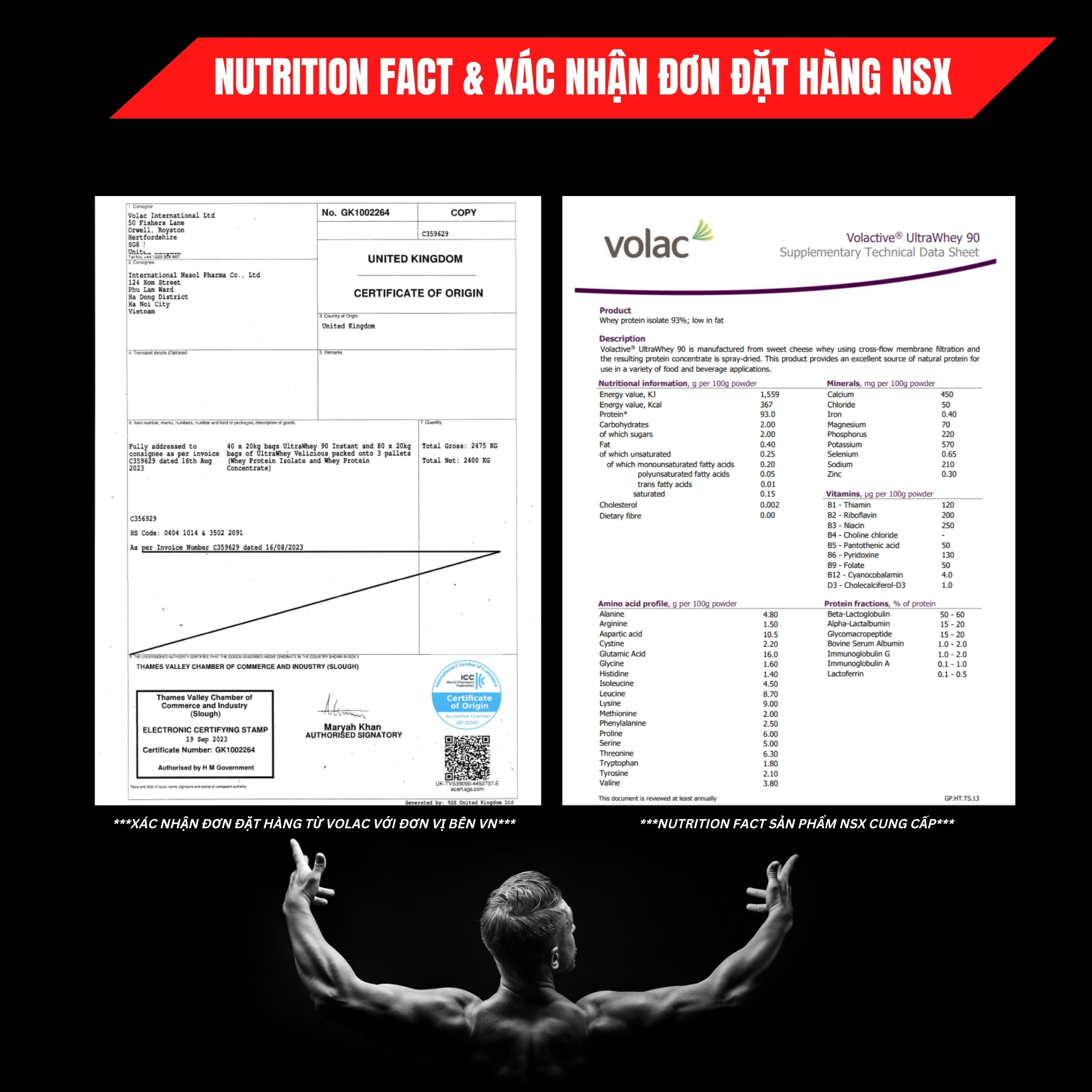Whey Protein Isolate VOLAC 90% Protein - Sữa tăng cơ giảm mỡ 1KG