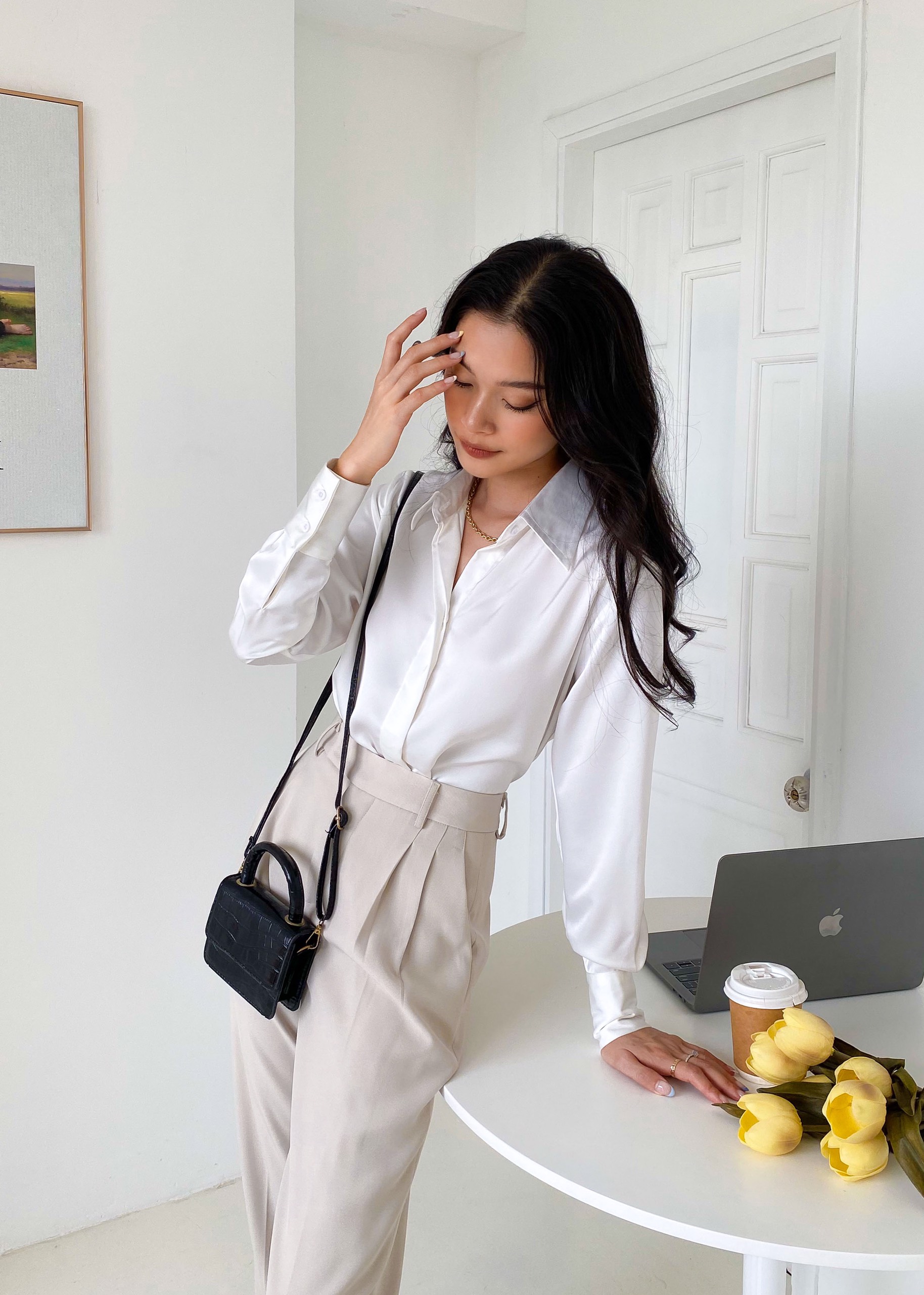 [ LAZXuhuong02 giảm 25K /199K] ÁO SƠ MI TRẮNG CÔNG SỞ LỤA SILK JAMES SHIRT SM69W