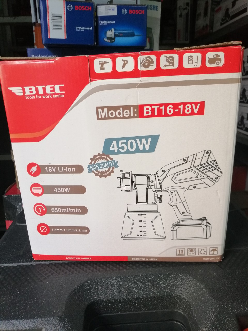 [HCM]Máy phun sơn dùng pin BTEC BT16-18V