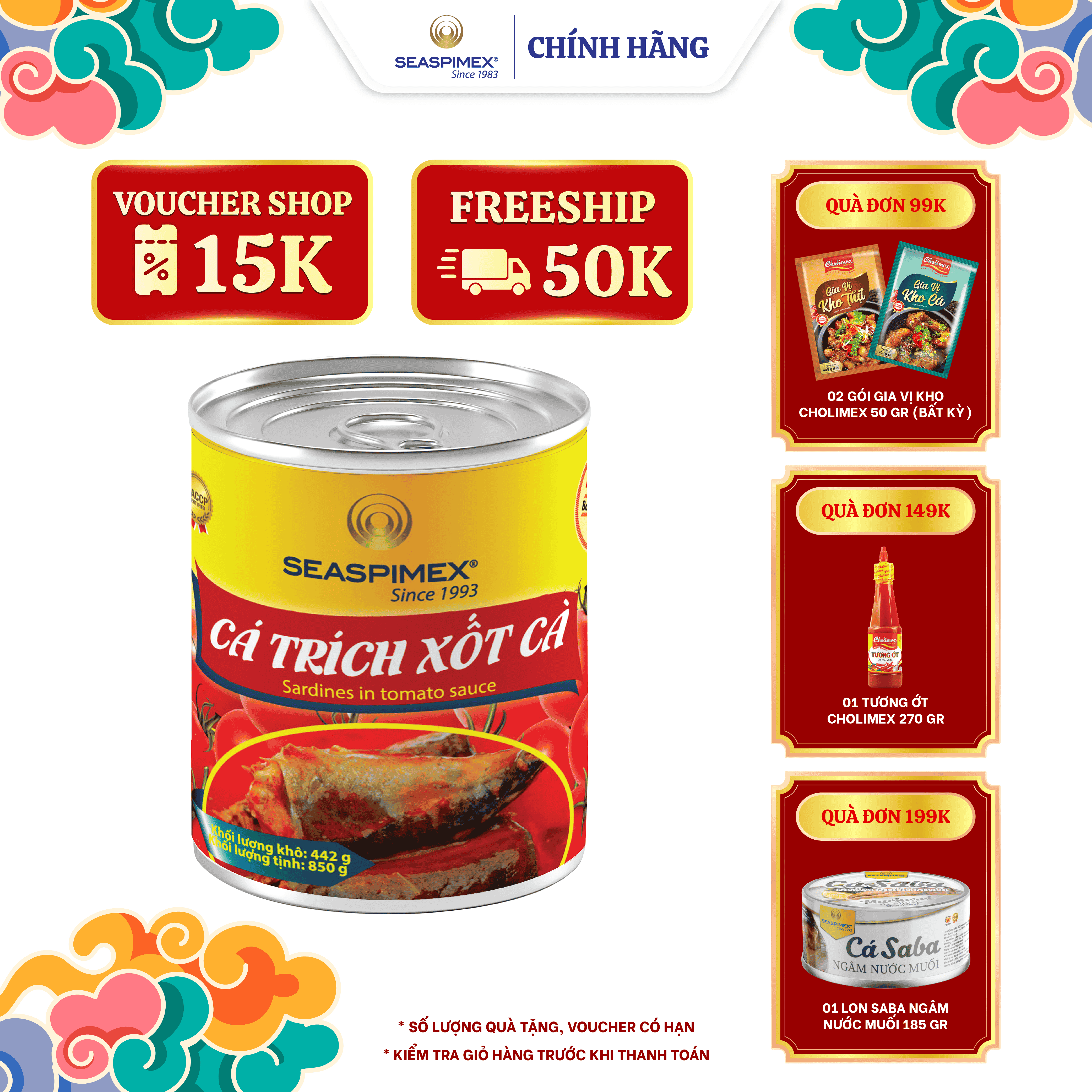 Cá Trích Xốt Cà SEASPIMEX 850gr