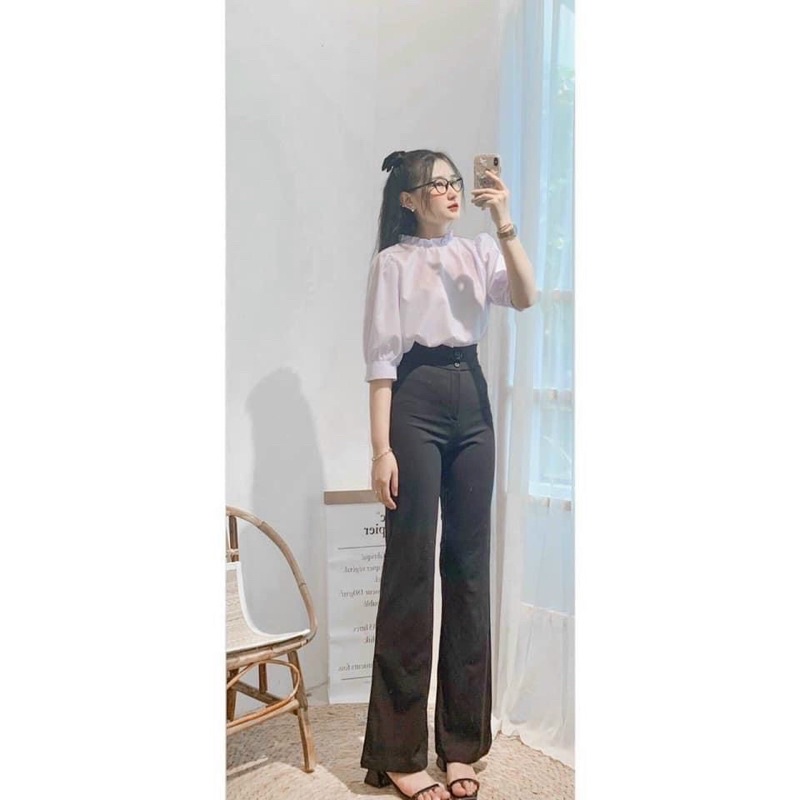 Quần ống loe lưng siêu cao 2 cúc(ms942) gs90