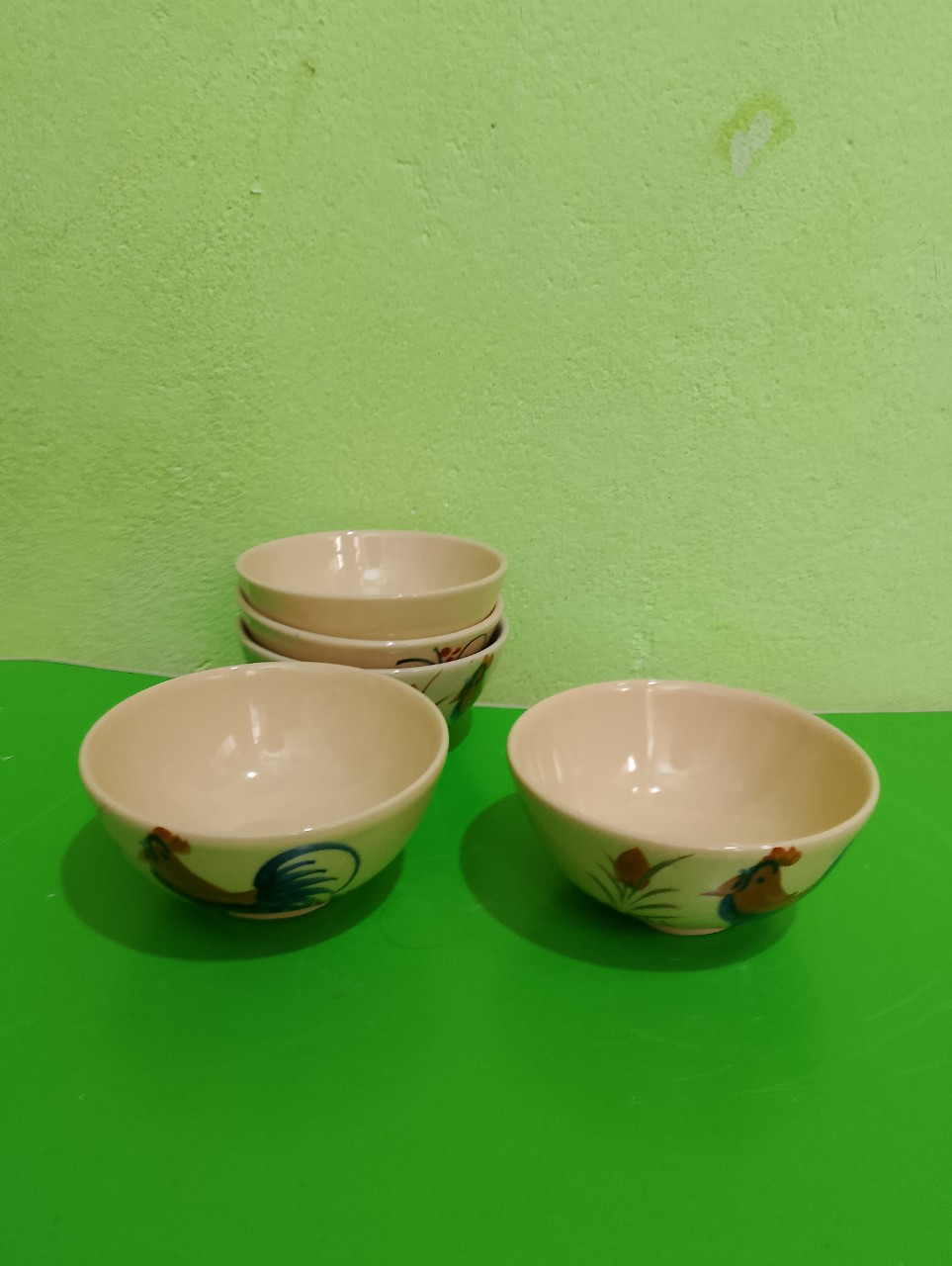 combo 10 chén cơm vẽ con gà ( loại thường sành )