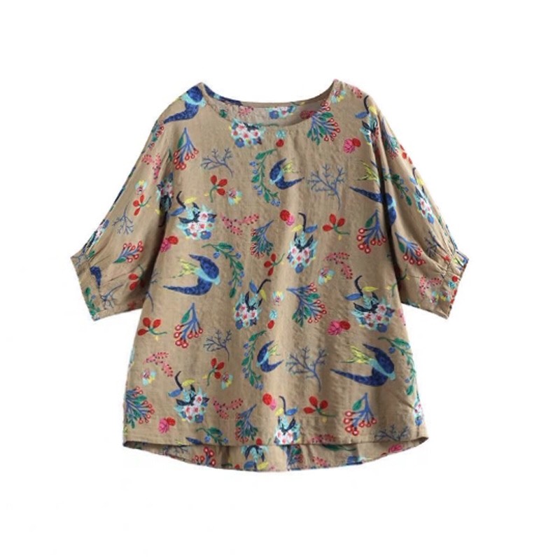 A1396-Áo Cotton hoa Tay Lỡ