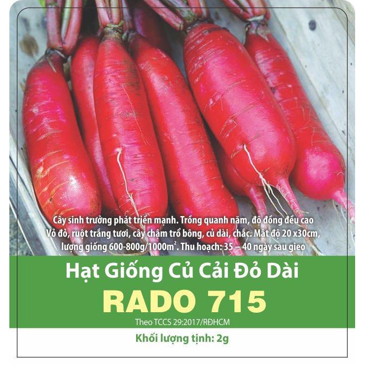 Hạt Giống Củ Cải Đỏ Dài 2Gram